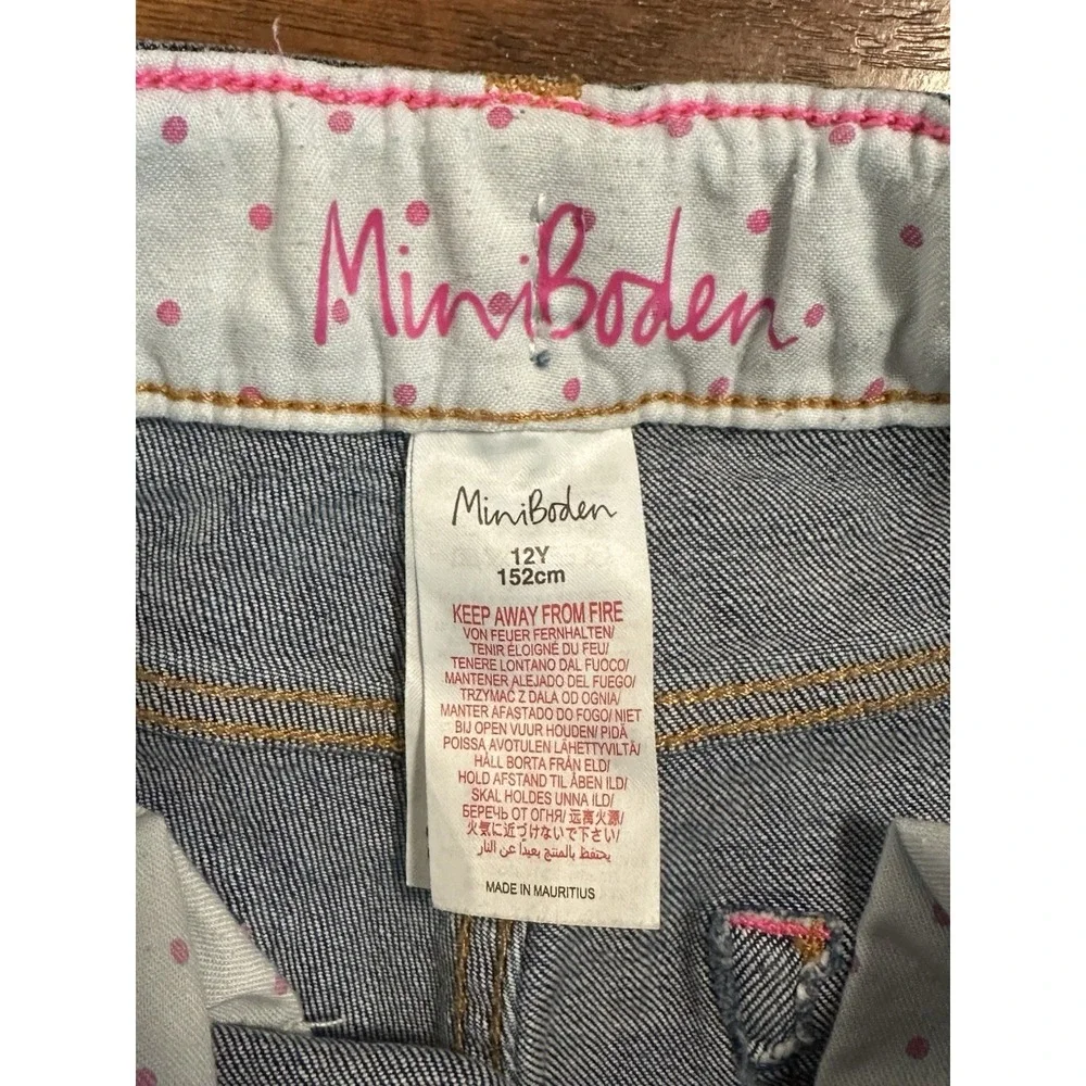 Mini Boden Floral Embroidered Jean Capri Spring Summer Flowers Girls 12Y